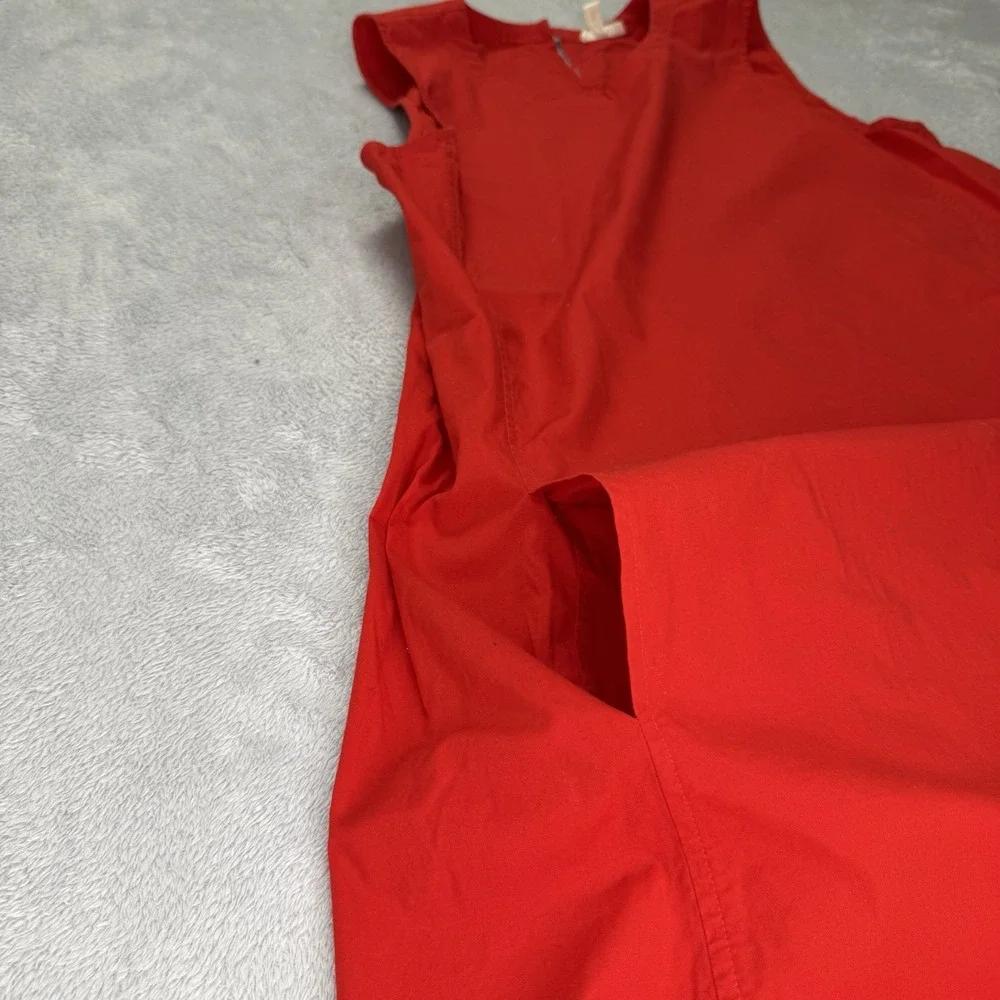 Eileen Fisher Women's Medium Red Sleeveless A-Line Shift Dress Pockets